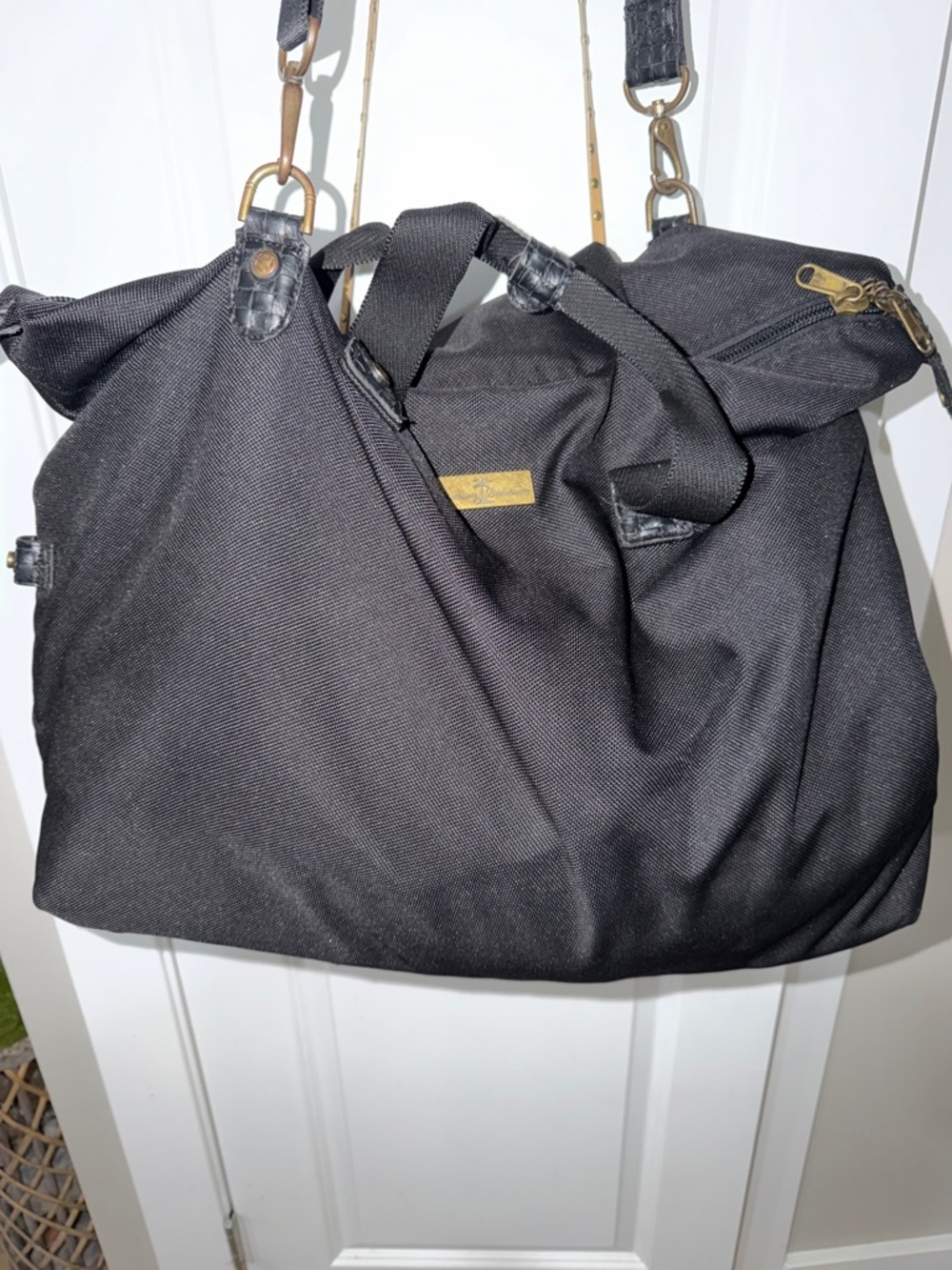 Tommy Bahama Black Canvas Weekend Travel Tote with Shoulder Strap